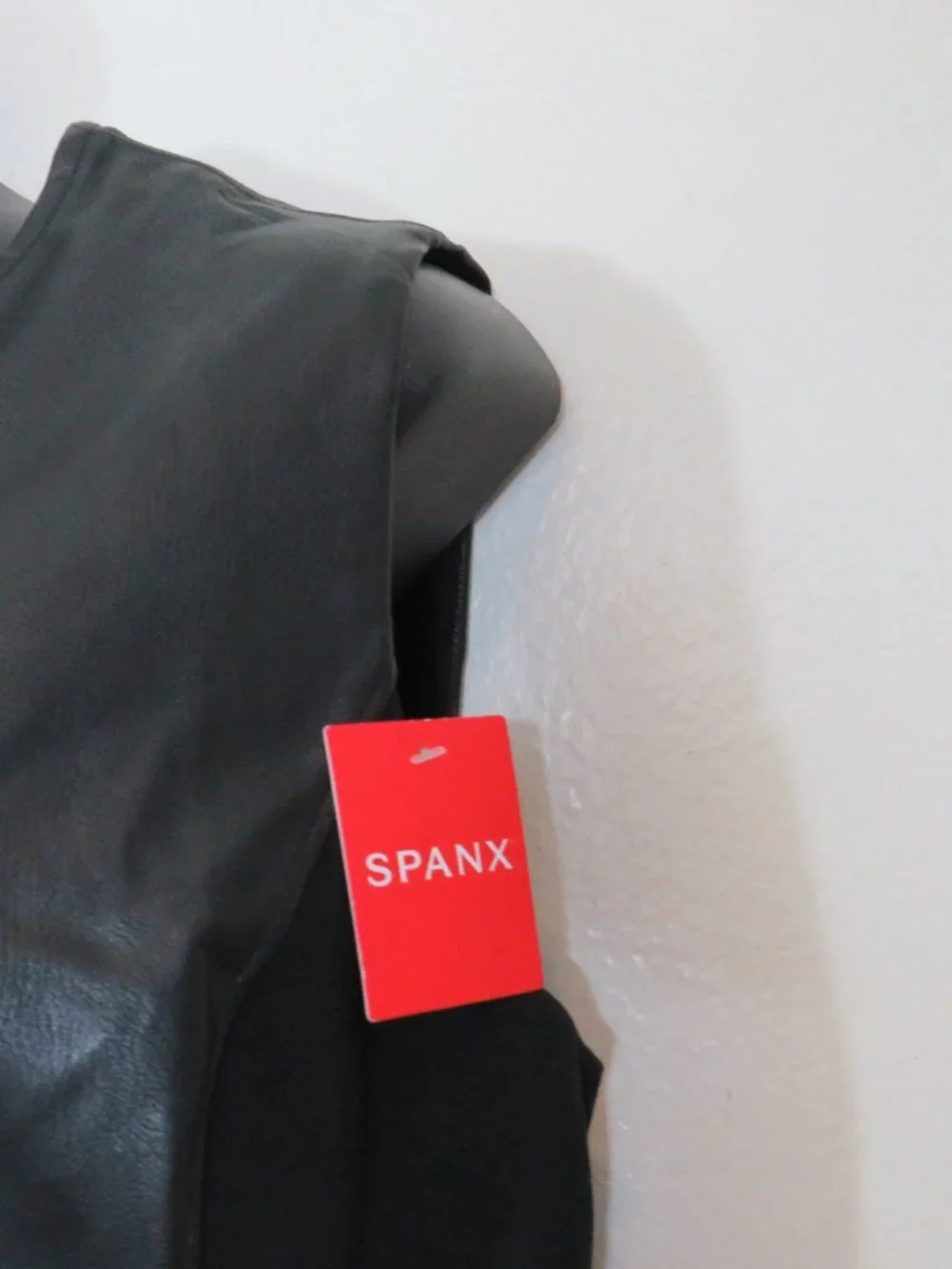 Spanx size Large Faux Leather Combo Dress Black Sheath Classic NEW